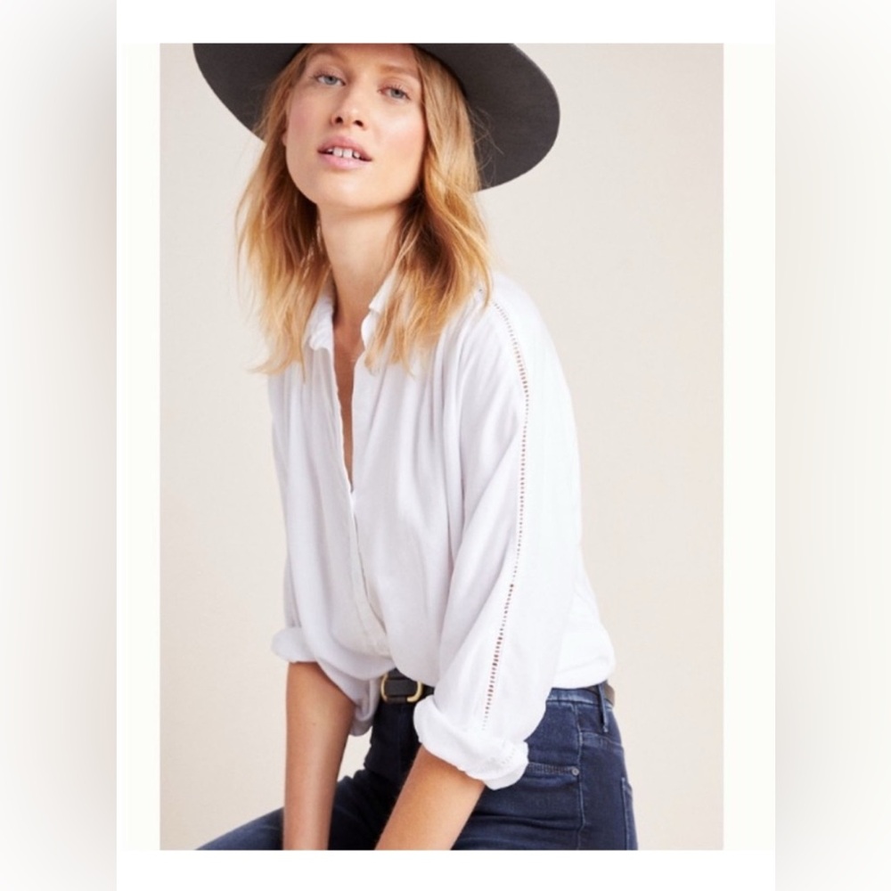Anthropologie Cloth & Stone White Button-Up Blouse